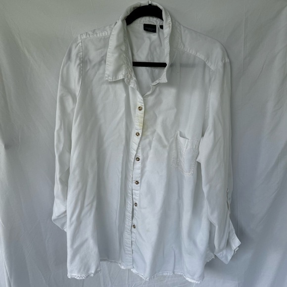 Westbound Tops - Westbound Woman White Button Down Shirt Size 3X